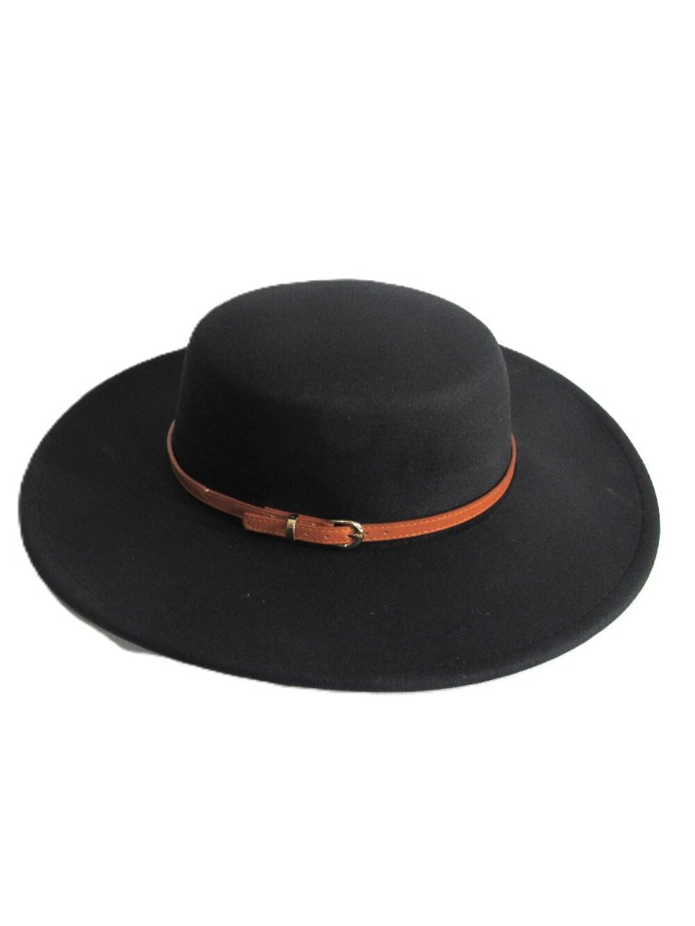 WESTERN BLACK BOLERO HAT + LEATHER BUCKLE BAND. SIZE 7.5 UNUSED